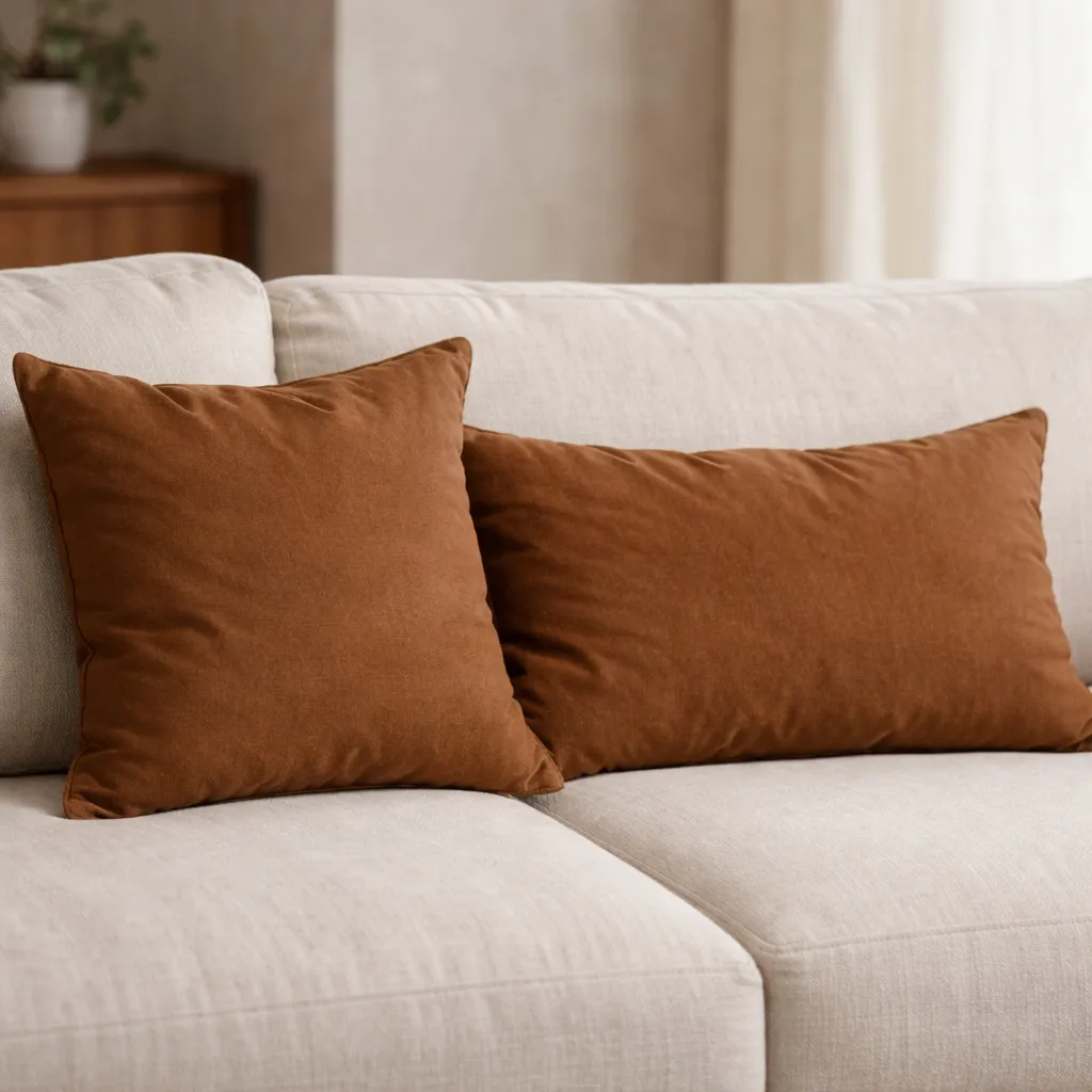 almohadon tusor liso canela