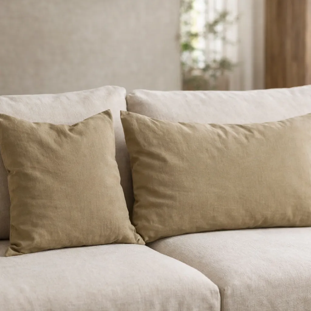 almohadon tusor liso kaki