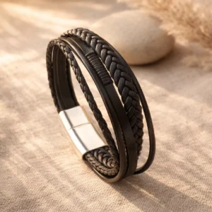 pulsera geometry black & silver