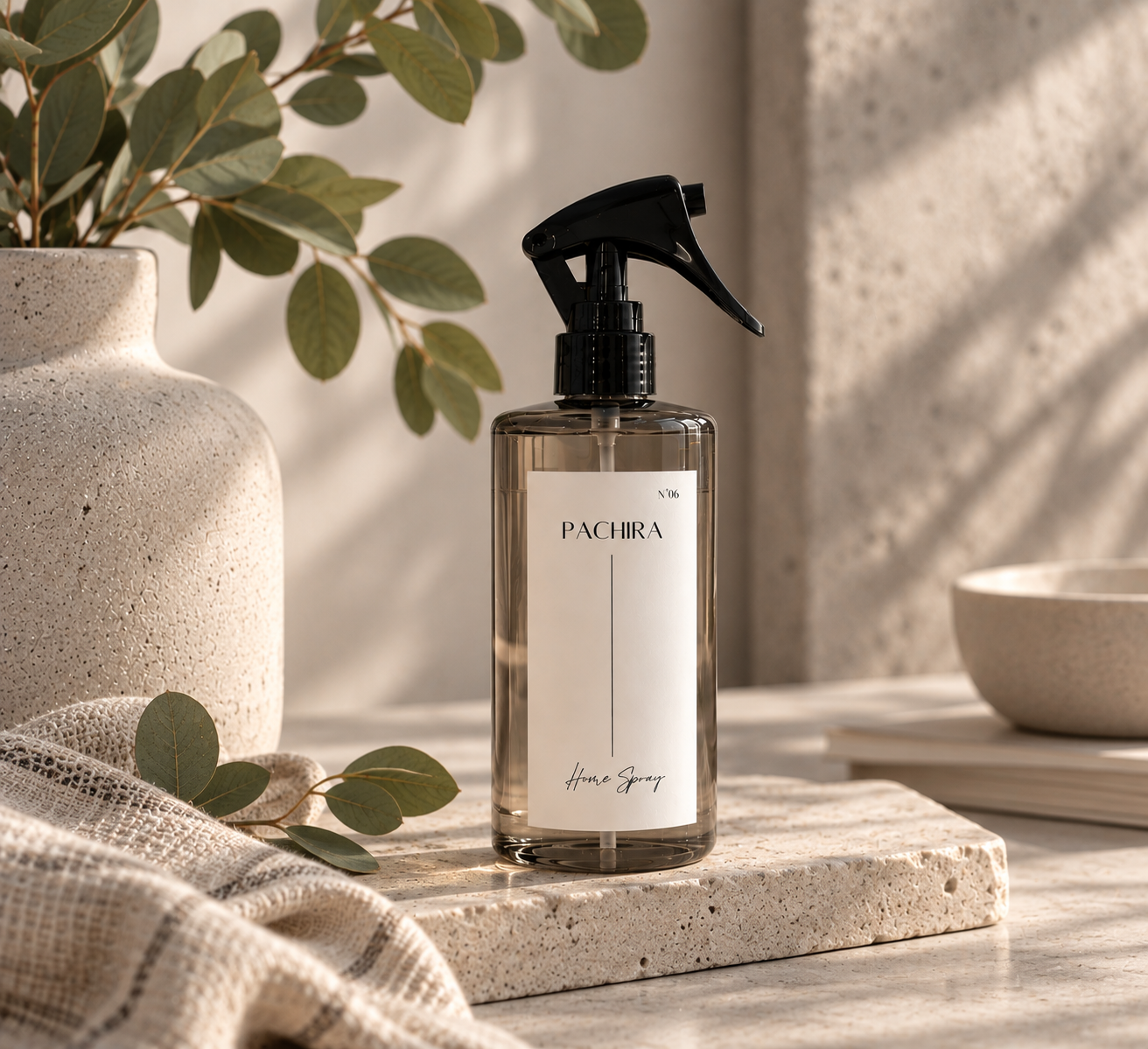 Difusor de aromas y fragancias para el hogar Home Spray 300 ML - Detalle de textura y diseño - Pachira